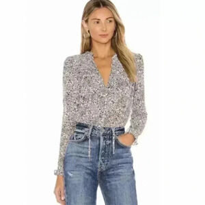 Free People Lela Blouse Yellow Floral Boho Hippie S